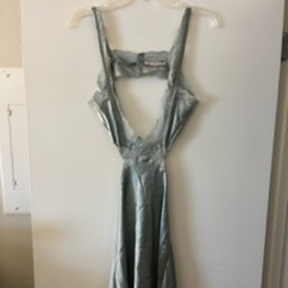 Stella McCartney Clara Whispering Cutout Satin Chemise,. Size Large